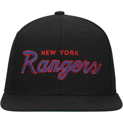 New York Rangers Mitchell & Ness Core Team Script 2.0 Snapback Hat Black