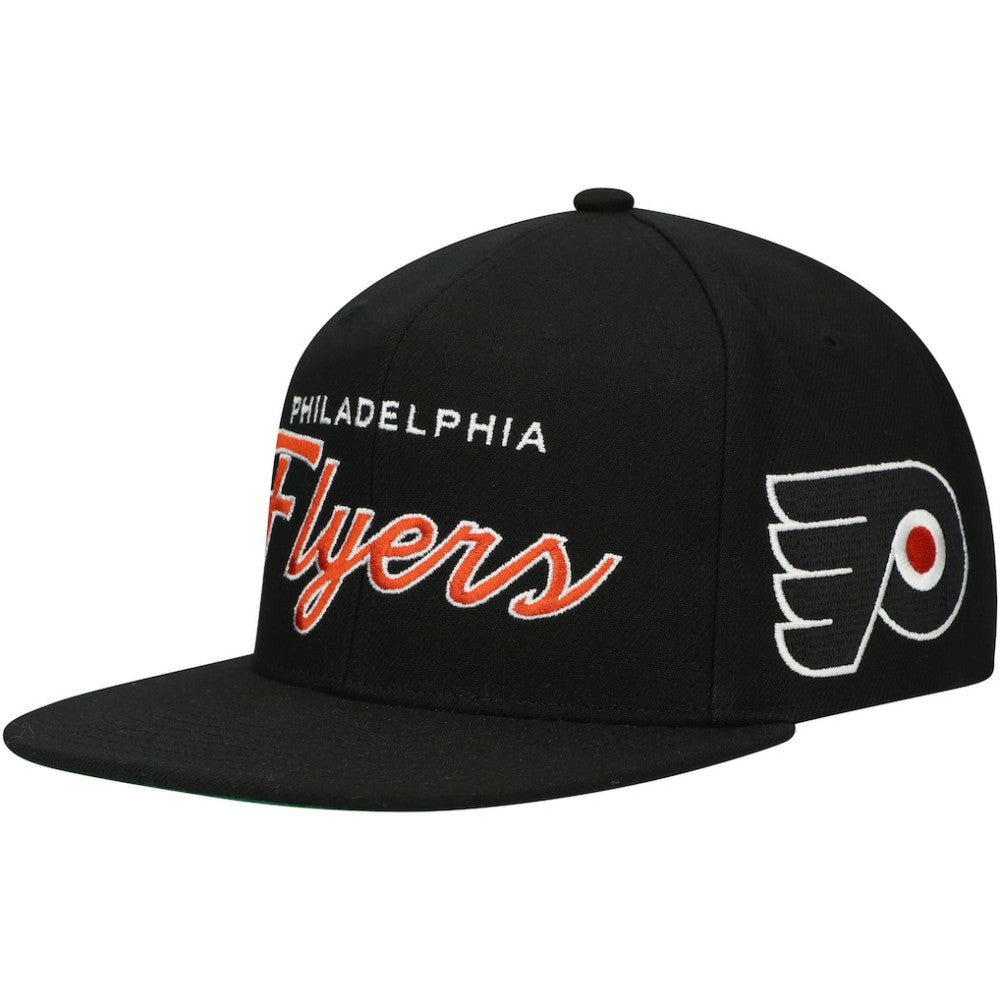 Philadelphia Flyers Mitchell & Ness Core Team Script 2.0 Snapback Hat Black