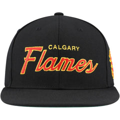 Calgary Flames Mitchell & Ness Core Team Script 2.0 Snapback Hat Black