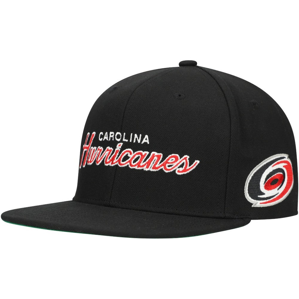 Carolina Hurricanes Mitchell & Ness Core Team Script 2.0 Snapback Hat Black
