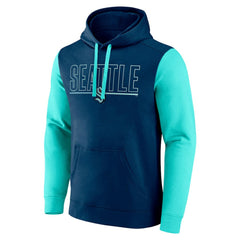 Seattle Kraken Logo Athletic Deliver Fleece Pullover Hoodie Navy