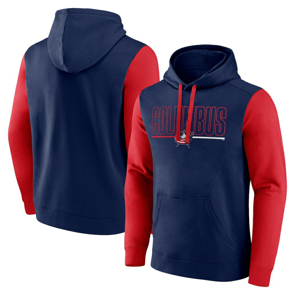 Columbus Blue Jackets Logo Athletic Deliver Fleece Pullover Hoodie Navy