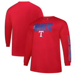 Texas Rangers Profile Big & Tall Two-Hit Long Sleeve T-Shirt - Red