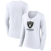 Las Vegas Raiders Women's Team Lockup Long Sleeve V-Neck T-Shirt - White outlet