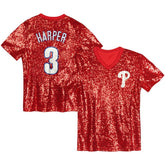 Bryce Harper Philadelphia Phillies Juniors Name & Number Sequin V-Neck Top - Red