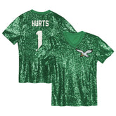 Jalen Hurts Philadelphia Eagles Girls Youth Sequin V-Neck Fashion Jersey - Kelly Green discount