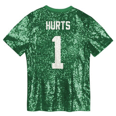 Jalen Hurts Philadelphia Eagles Girls Youth Sequin V-Neck Fashion Jersey - Kelly Green discount