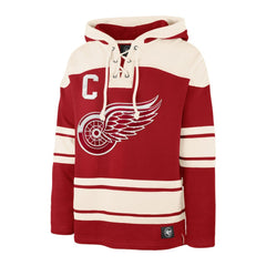 Dylan Larkin Detroit Red Wings '47 Captain Patch Player Name & Number Lacer Pullover Hoodie Red