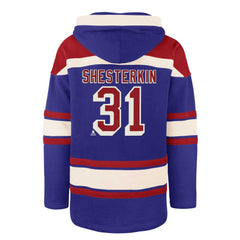 Igor Shesterkin New York Rangers '47 Player Name & Number Lacer Pullover Hoodie Blue