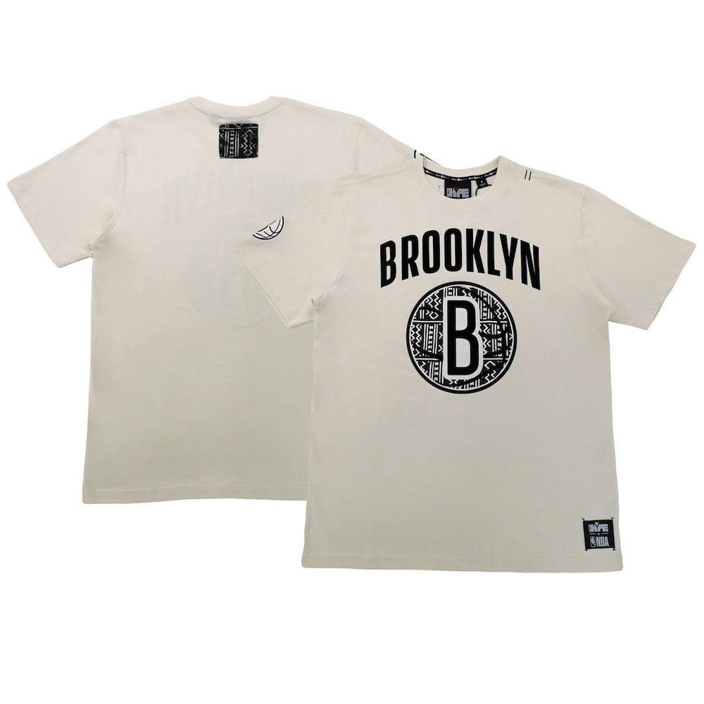 Brooklyn Nets NBA x Two Hype Unisex Culture & Hoops T-Shirt - Cream for sale
