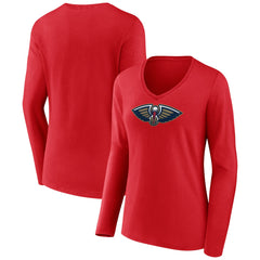 New Orleans Pelicans Women's Primary Logo Long Sleeve V-Neck T-Shirt - Red online