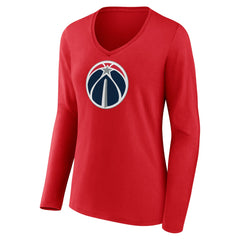Washington Wizards Women's Primary Logo Long Sleeve V-Neck T-Shirt - Red sale