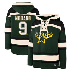 Mike Modano Dallas Stars '47 Retired Player Name & Number Lacer Pullover Hoodie Green