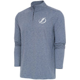 Tampa Bay Lightning Antigua White Logo Hunk Quarter-Zip Pullover Heather Navy