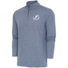 Tampa Bay Lightning Antigua White Logo Hunk Quarter-Zip Pullover Heather Navy