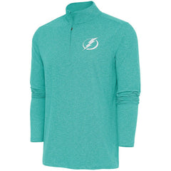 Tampa Bay Lightning Antigua White Logo Hunk Quarter-Zip Pullover Heather Aqua