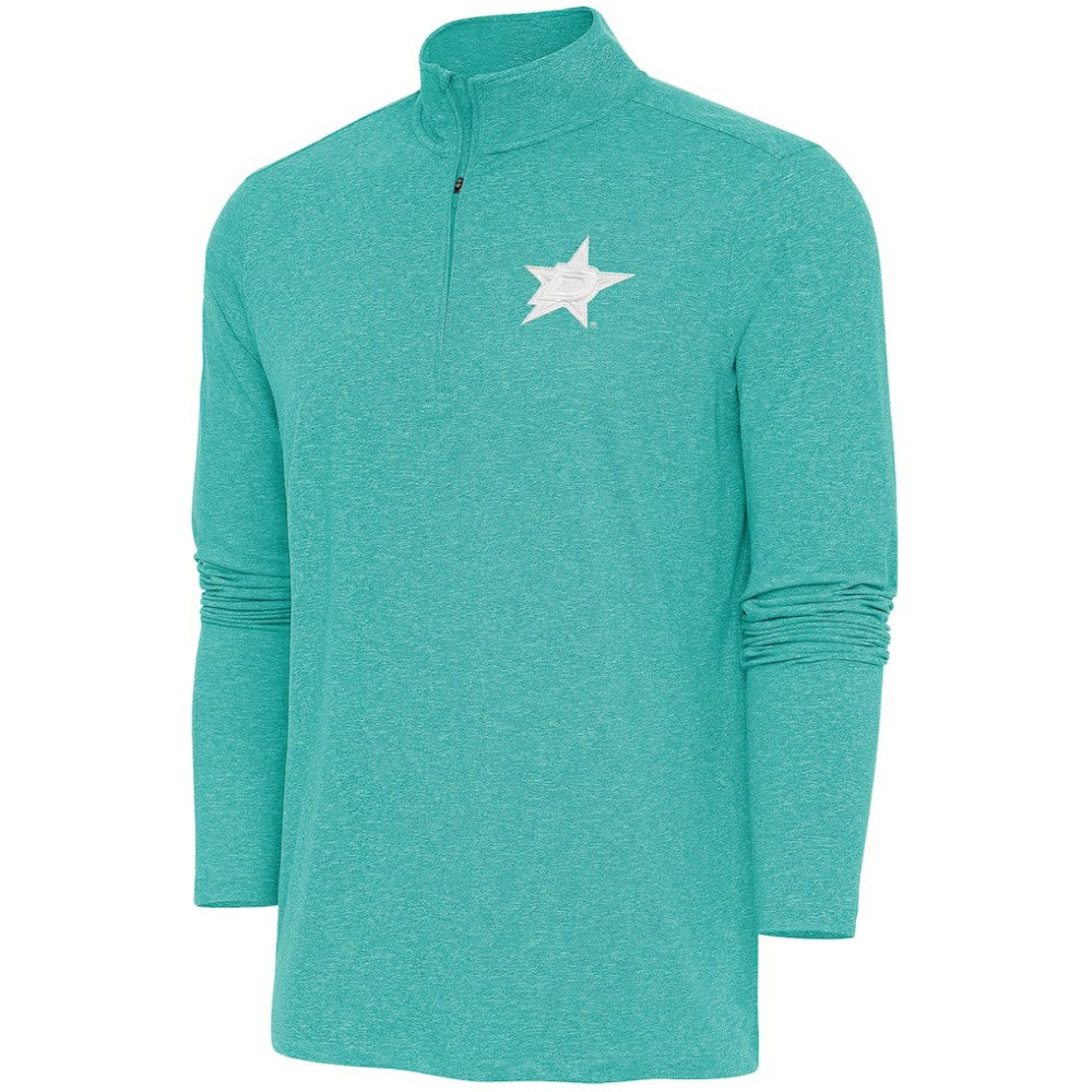 Dallas Stars Antigua White Logo Hunk Quarter-Zip Pullover Heather Aqua
