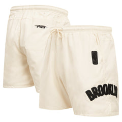 Brooklyn Nets Pro Standard Triple Tonal Woven Shorts - Cream discount