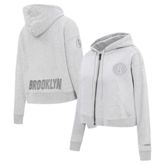 Brooklyn Nets Pro Standard Women's Triple Tonal Full-Zip Hoodie - Heather Gray for sale