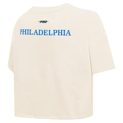 Philadelphia 76ers Pro Standard Women's Retro Striper SJ Cropped Boxy T-Shirt - Cream shop