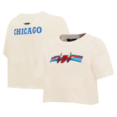 Chicago Bulls Pro Standard Women's Retro Striper SJ Cropped Boxy T-Shirt sale - Cream sale