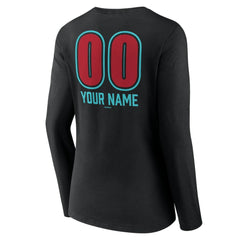 Arizona Diamondbacks Women's Personalized Name & Number Fastball Long Sleeve V-Neck T-Shirt - Black