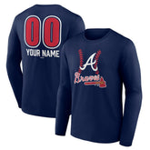 Atlanta Braves Personalized Name & Number Fastball Long Sleeve T-Shirt - Navy