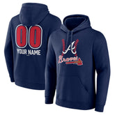 Atlanta Braves Personalized Name & Number Fastball Pullover Hoodie - Navy