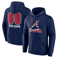 Atlanta Braves Personalized Name & Number Fastball Pullover Hoodie - Navy