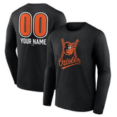 Baltimore Orioles Personalized Name & Number Fastball Long Sleeve T-Shirt - Black