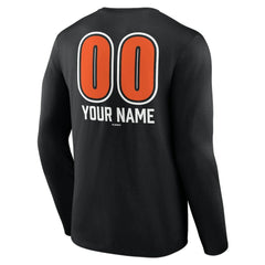 Baltimore Orioles Personalized Name & Number Fastball Long Sleeve T-Shirt - Black