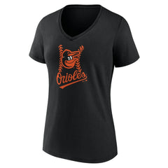 Baltimore Orioles Women's Personalized Name & Number Fastball V-Neck T-Shirt - Black