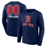 Boston Red Sox Personalized Name & Number Fastball Long Sleeve T-Shirt - Navy