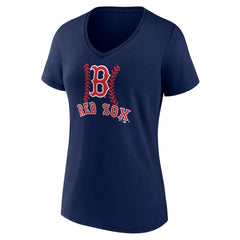 Boston Red Sox Women's Personalized Name & Number Fastball V-Neck T-Shirt - Navy