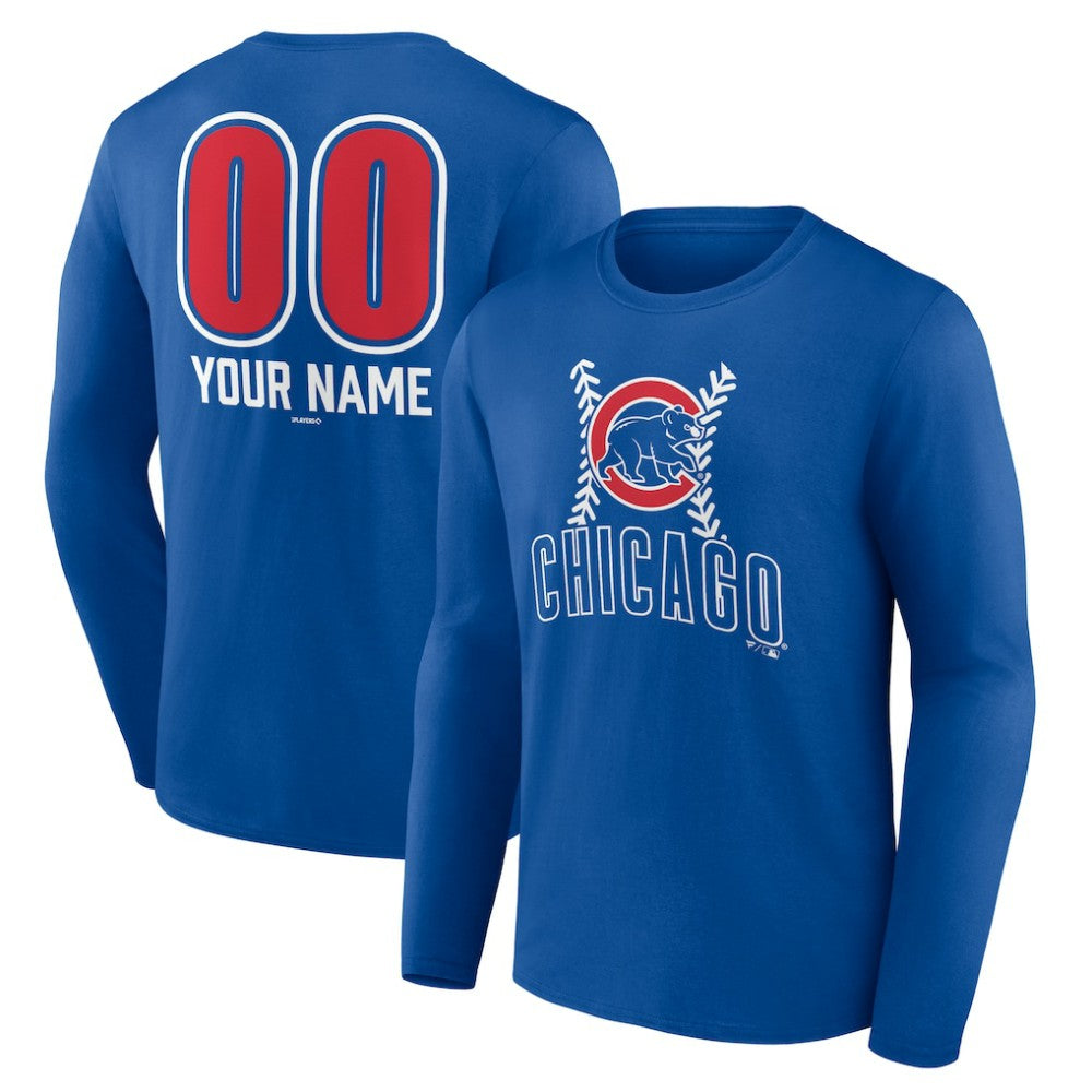 Chicago Cubs Personalized Name & Number Fastball Long Sleeve T-Shirt - Royal
