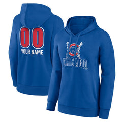Chicago Cubs Women's Personalized Name & Number Fastball Pullover Hoodie - Royal