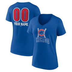 Chicago Cubs Women's Personalized Name & Number Fastball V-Neck T-Shirt - Royal