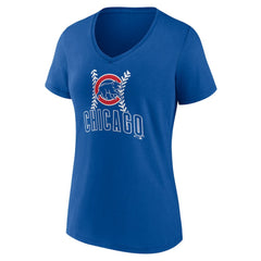 Chicago Cubs Women's Personalized Name & Number Fastball V-Neck T-Shirt - Royal