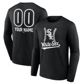 Chicago White Sox Personalized Name & Number Fastball Long Sleeve T-Shirt - Black