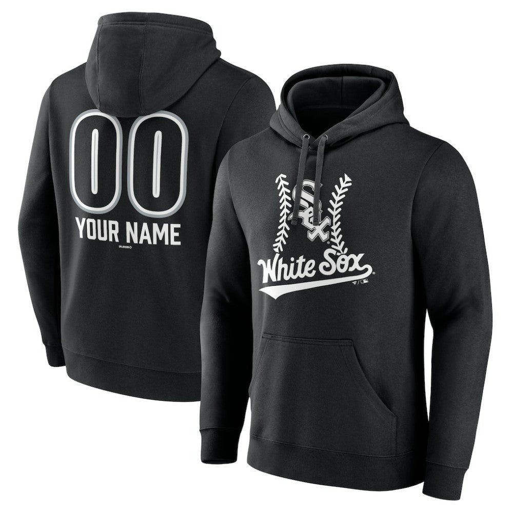 Chicago White Sox Personalized Name & Number Fastball Pullover Hoodie - Black