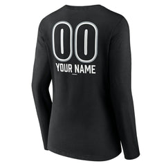 Chicago White Sox Women's Personalized Name & Number Fastball Long Sleeve V-Neck T-Shirt - Black