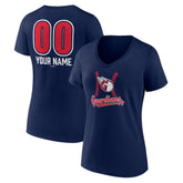 Cleveland Guardians Women's Personalized Name & Number Fastball V-Neck T-Shirt - Navy