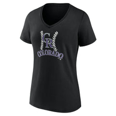 Colorado Rockies Women's Personalized Name & Number Fastball V-Neck T-Shirt - Black