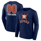Houston Astros Personalized Name & Number Fastball Long Sleeve T-Shirt - Navy