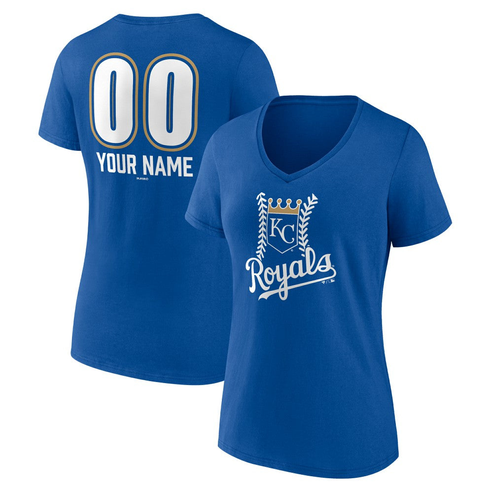 Kansas City Royals Women's Personalized Name & Number Fastball V-Neck T-Shirt - Royal