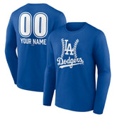 Los Angeles Dodgers Personalized Name & Number Fastball Long Sleeve T-Shirt - Royal