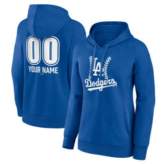 Los Angeles Dodgers Women's Personalized Name & Number Fastball Pullover Hoodie - Royal