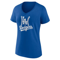 Los Angeles Dodgers Women's Personalized Name & Number Fastball V-Neck T-Shirt - Royal