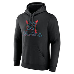 Miami Marlins Personalized Name & Number Fastball Pullover Hoodie - Black