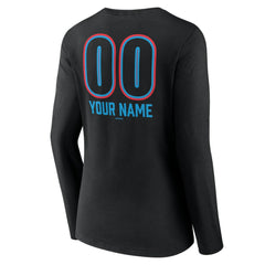 Miami Marlins Women's Personalized Name & Number Fastball Long Sleeve V-Neck T-Shirt - Black